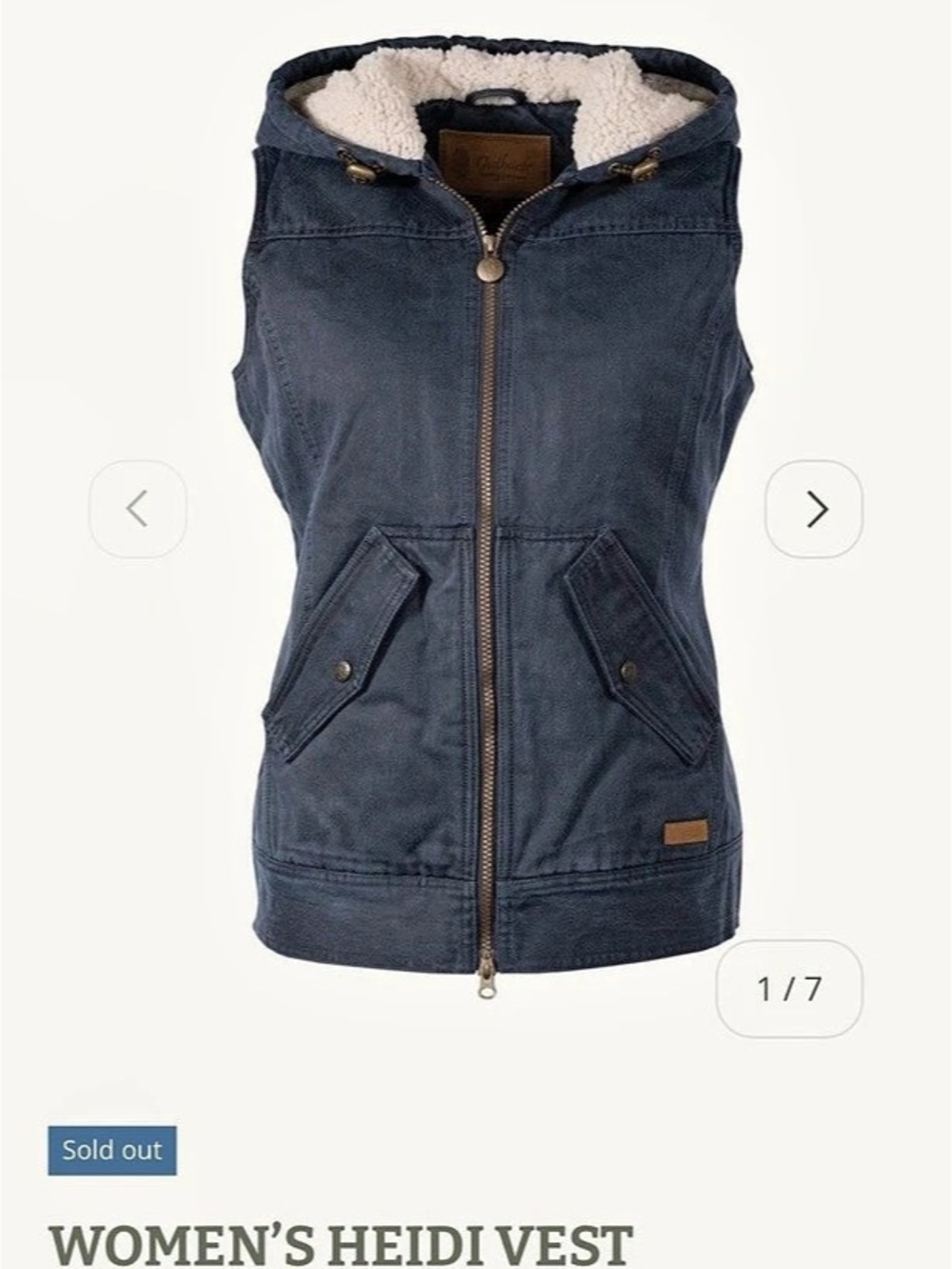 Outback Trading Company Women's Heidi Vest Sherpa-Lined Hooded Vest in Blue Size